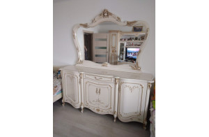 Комод для посуды с зеркалом Элиза (беж)