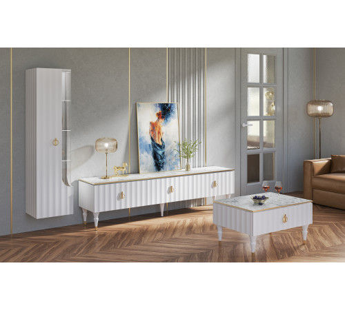 Шкаф-витрина навесной Лоренсо МН-043-02/03 белый