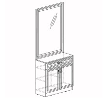 Тумба с зеркалом для прихожей Лира 59 светлая